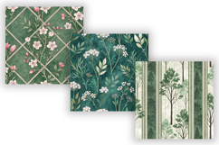 Forest Toile Digital Paper Pack, Vintage Floral Toile Product Image 4