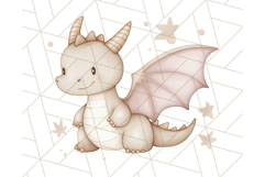 Watercolor Baby Dragon Clipart, Cute Nursery Fantasy PNG Product Image 2