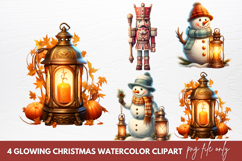 Glowing Christmas Watercolor Clipart Product Image 1