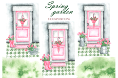 Pink tulips watercolor set. Flowers. Rustic. Product Image 4