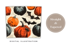Vintage Halloween Bats Tumbler, Fall Pumpkins Tumbler Wrap Product Image 4