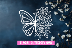 Butterfly with Flowers SVG Design Product Image 1