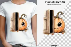 Peeking pumpkin halloween png design for T-shirts Product Image 4