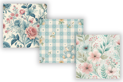 Baby Shower Toile Digital Paper Pack, Vintage Floral Toile Product Image 4
