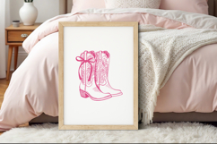 Pink Coquette Bow Cowboy Boot Print Product Image 4