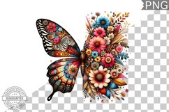 Vibrant Floral Butterfly Sublimation - Clipart PNG Design Product Image 1