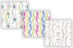 Wavy Hand Drawn Ribbon Digital Paper, Seamless Watercolor Product Image 4