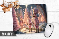 Pastel Pink Nutcrackers and Snowy Trees Mouse Pad PNG Product Image 1
