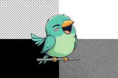 Happy Green Bird Singing on a Branch Product Image 5