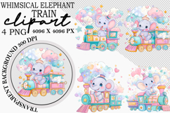 Whimsical Elephant Train Clipart Product Image 1