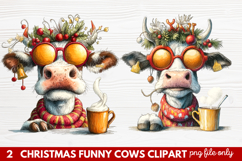 Funny Christmas Cows Clipart | Cute Holiday Farm Animal Product Image 1