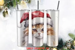 Christmas Santa Cat Tumbler Sublimation Designs Product Image 4