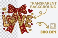 LOVE Valentine Glitter Bow Sublimation PNG Product Image 3