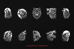 10 Bundle Dark Art Wolf Howling Beast Fangs Werewolf Skull Product Image 6