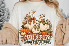 Autumn Goose Family PNG, Cute Fall Geese with Pumpkins and Product Image 2
