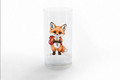Cute Fox with Backpack Holding a Pencil Watercolor PNG Product Image 2