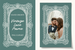 Hand Drawn Vintage Floral Lace Frame PNG Clipart Product Image 1