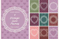 Vintage Heart Lace Frames Clipart PNG Product Image 1