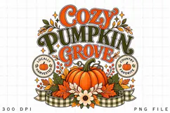 Cozy Pumpkin Grove Autumn Harvest Pumpkin PNG Sublimation Product Image 2