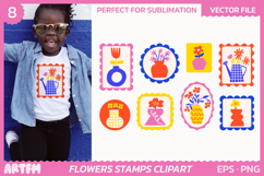 Floral Stamps Vector Clipart | Retro Florals Sublimation Product Image 1