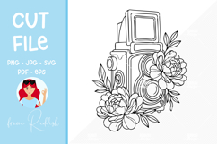 Floral Camera Line Art Cut File Product Image 1
