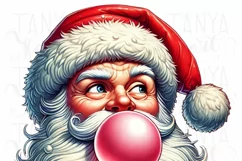 Retro Groovy Santa Claus PNG,Preppy Blowing Bubble Christmas Product Image 3