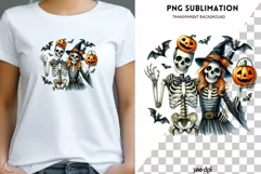 Skeleton Couple PNG Design for Halloween Crafting Product Image 1