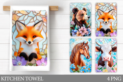 Cute Animals Kitchen Towel. Cute Animals Sublimation Product Image 1