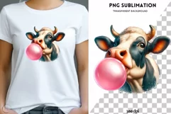 Cow with Bubble Gum PNG Designs for Crafting Projects Product Image 1
