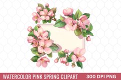 Watercolor Pink Spring Clipart Bundle Product Image 11