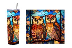 Stained Glass Owls Tumbler. Stained Glass Owl Tumbler Design Product Image 4