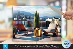 Chairs on Rooftop Cutting Board Sublimation Design Product Image 1