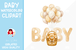 Watercolor Baby Bear, Nursery Illustration for Baby Show Product Image 1
