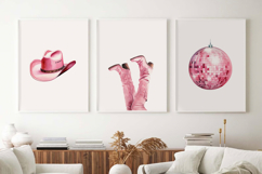 Pink Cowgirl Boots Set of 3 Prints Product Image 4