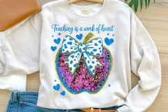 Teaching Is a Work of Heart PNG | Glitter Apple Teacher PNG Product Image 1