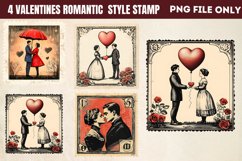 Valentines Romantic Retro Style Stamp Clipart PNG Product Image 1