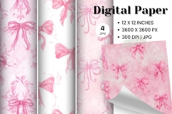 Bow Ribbon Background Bow Digital Paper Pattern Wallpaper_6 Product Image 1