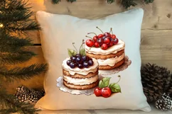 Watercolor Christmas Cakes Clipart, Christmas Clipart Product Image 4