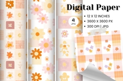 Flower Pattern Background Wallpaper Digital Paper_2 Product Image 1