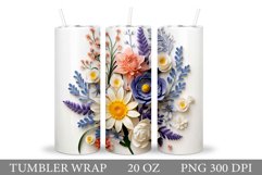 3D Flowers Tumbler Wrap. Flowers Tumbler Sublimation Product Image 1