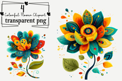 Whimsical Flower Clipart Watercolor PNG Product Image 1