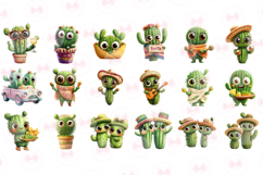 Cute Cactus Clipart, Set of 34 Png Bundle Product Image 3