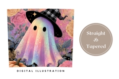Glitter Ghost Tumbler Wrap Design, Floral Halloween Tumbler Product Image 4