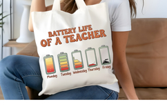 Battery Life of a Teacher PNG, Weekly Mood Sublimation Product Image 4
