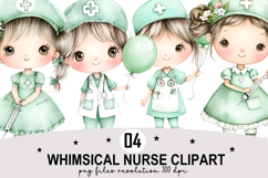 Whimsical Nurse PNG Clipart png Watercolor Clipart png Product Image 1