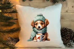 Christmas Dog And Coffee Clipart, Christmas Clipart Product Image 4