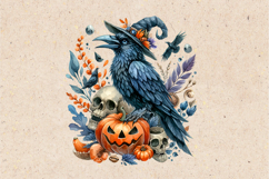 Watercolor Halloween Raven. PNG sublimation BUNDLE Product Image 4