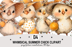 Whimsical Summer Chick Clipart Watercolor PNG Product Image 1