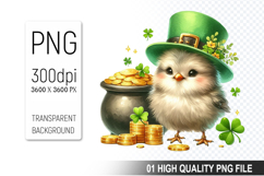 St. Patrick’s Day Chicken with Hat Clipart, Sublimation PNG Product Image 1