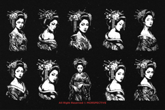 10 Bundle Dark Art Geisha Japanese Girl Kimono Kabuki Sakura Product Image 6